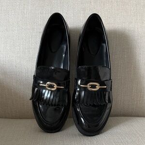 Bandolino Black Loafers with Gold Accent